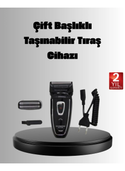 Şarjlı Kablosuz Tıraş Makinesi Çift Başlık Kuru Tıraş Ergonomik Taşınabilir