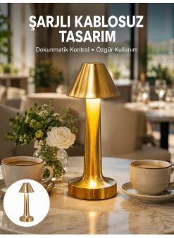 Şarjlı Masa Lambası 3 Işık Modu Kademesiz Karartma Metal Gövde Yeni Nesil