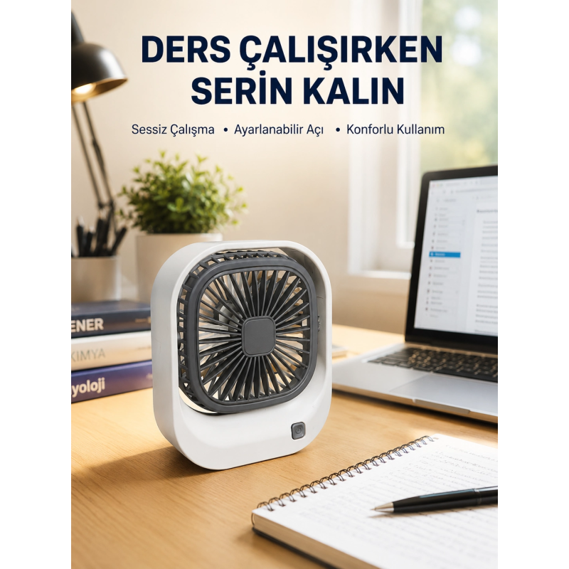 Şarjlı Masaüstü Fan 3 Kademeli Güçlü Hava Akışı Şarjlı Masaüstü Fan 3 Kademeli Güçlü Hava Akışı