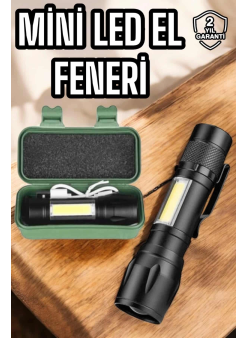 Şarjlı Metal Zoomlu El Feneri Işıldak Led Işık Taşınabilir El Lambası