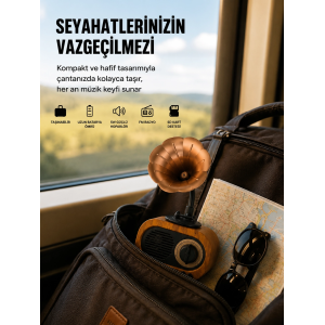 Şarjlı Mini Retro Radyo Bluetooth Hoparlör Çoklu Bağlantı Seçenekli Yeni Nesil
