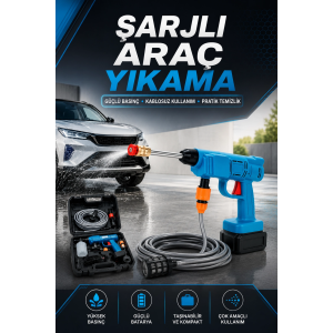Şarjlı Oto Yıkama, Bahçe Sulama Tabancası Makinesi Yüksek Basınçlı