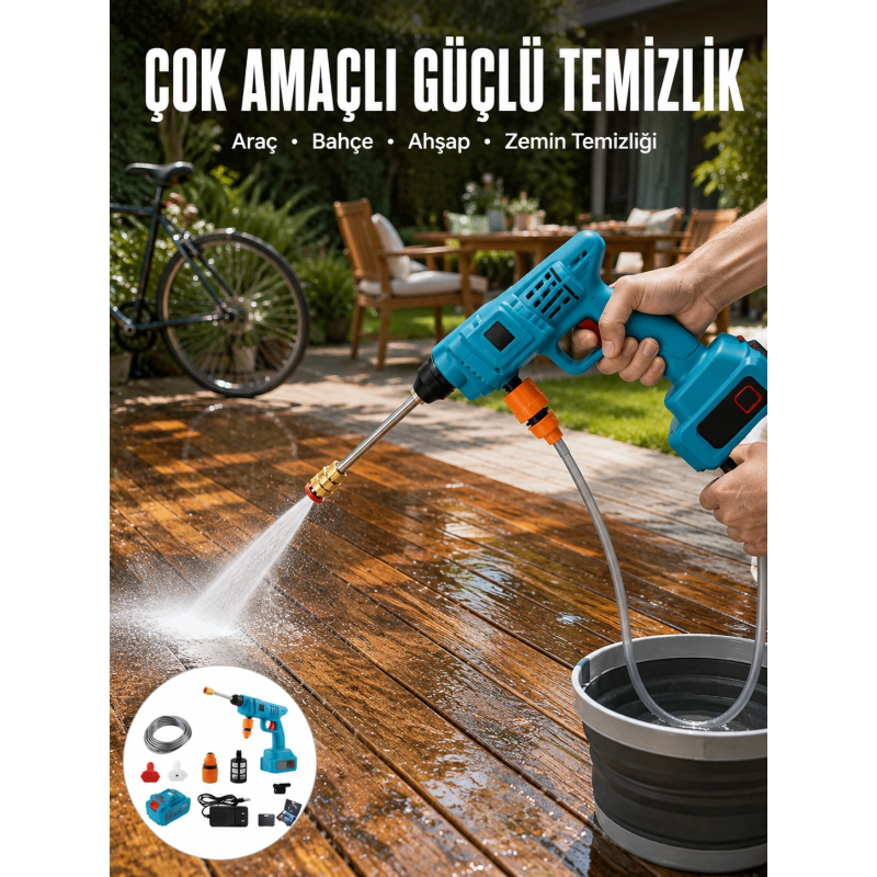 Şarjlı Oto Yıkama, Bahçe Sulama Tabancası Makinesi Yüksek Basınçlı Şarjlı Oto Yıkama, Bahçe Sulama Tabancası Makinesi Yüksek Basınçlı