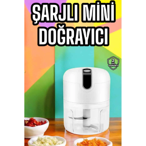 Şarjlı Portatif Doğrayıcı Mini Pratik Rondo El Doğrayıcı Üç Bıçaklı Çelik Bıçaklı