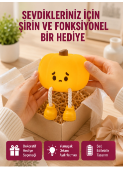 Şarjlı Pumpkin Led Masa Lambası Zamanlayıcılı Dokunmatik Yeni Nesil