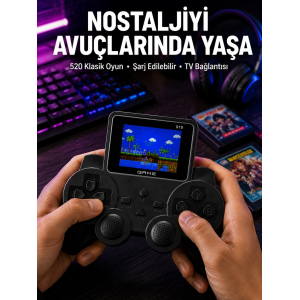 Şarjlı Retro Gamepad Oyun Konsolu 520 Oyunlu Tv Çıkışlı El Konsolu
