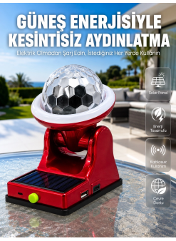 Şarjlı Rgb Projektör Lamba Güneş Enerjili Çok Fonksiyonlu Disco Işık Lambası