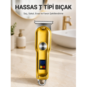 Şarjlı Saç Sakal Kesme Makinesi 1 2 3 Mm Taraklı T Tipi Bıçaklı Kablolu Ve Kablosuz Kullanım