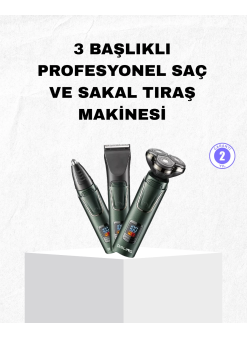 Şarjlı Ve Kablosuz 3 Başlıklı Profesyonel Bakım Seti – Saç, Sakal, Burun Ve Kulak Düzeltici