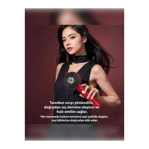 Şarjlı Ve Titreşimli Saç Masaj Tarağı Bakım Yağı Hazneli Fırça