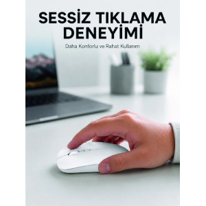 Şarjlı Wireless Mouse Bluetooth Çift Modlu Sessiz Yüksek Hassasiyetli Fare
