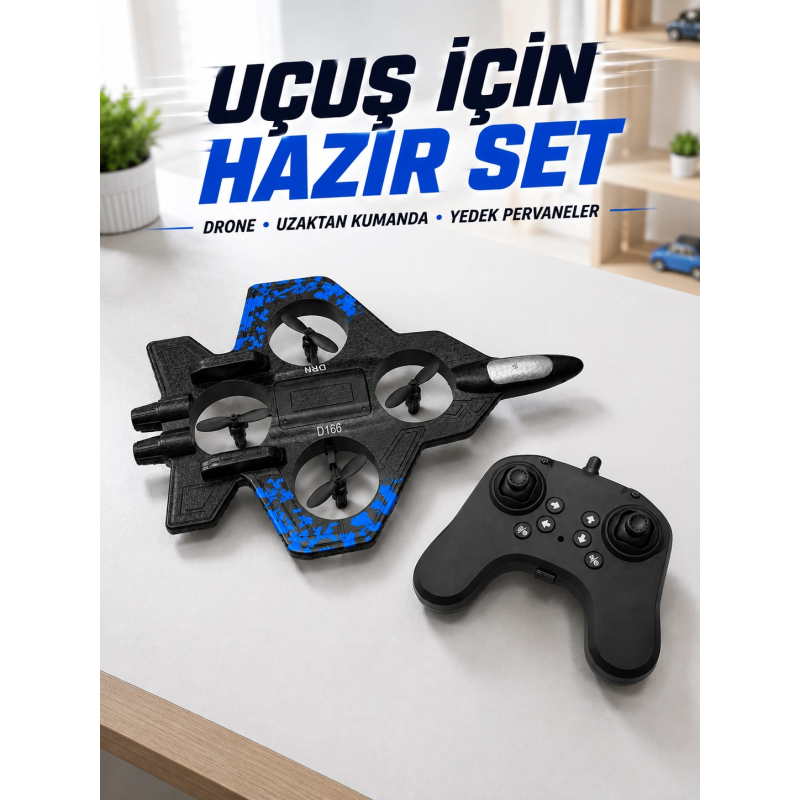 Savaş Jeti Görünümlü Drone 2.4g Kumandalı Jiroskoplu 360° Akrobatik Takla Yedek Pervaneli Savaş Jeti Görünümlü Drone 2.4g Kumandalı Jiroskoplu 360° Akrobatik Takla Yedek Pervaneli