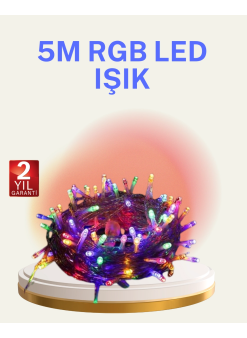 Şeffaf Kablolu 50 Ampullü 5 Metre Led Işık Dekoratif Aydınlatma