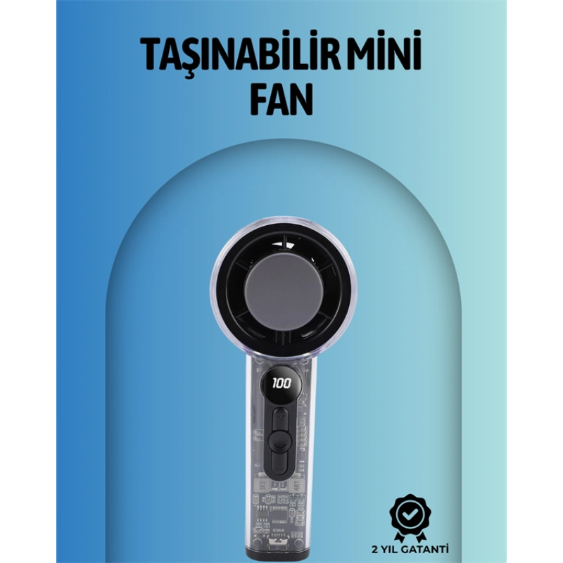 Şeffaf Kasa El Fanı | 5v 2a | 100 Kademeli Hava Akışı | Type-c Girişli Şeffaf Kasa El Fanı | 5v 2a | 100 Kademeli Hava Akışı | Type-c Girişli