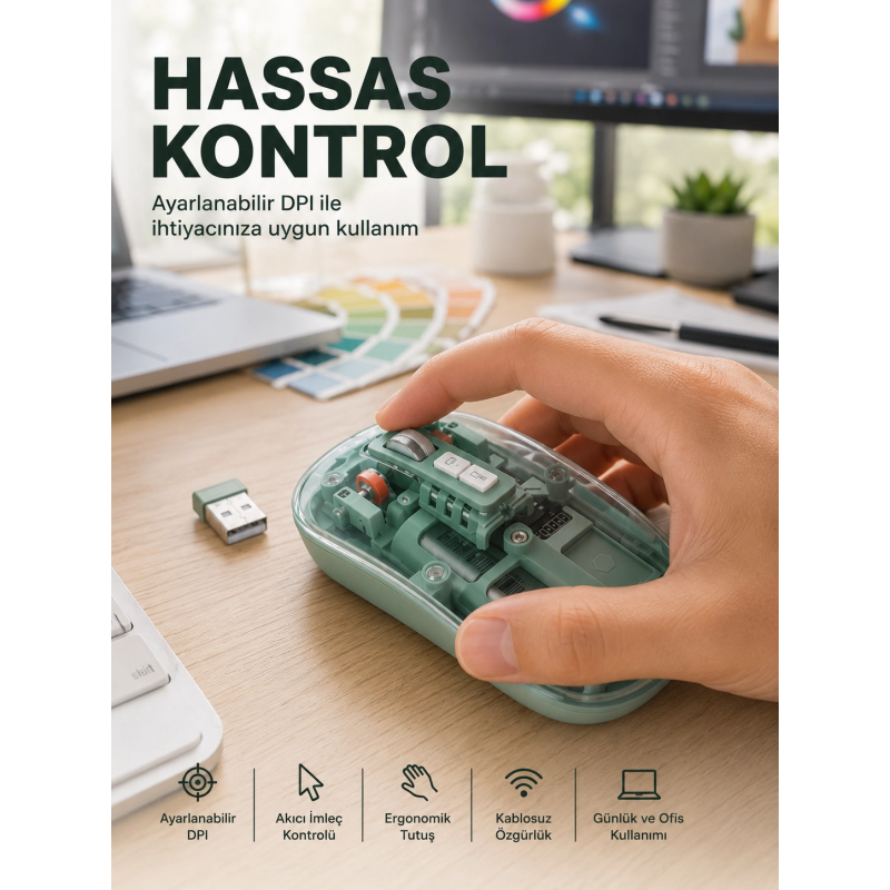 Şeffaf Tasarımlı Bluetooth Kablosuz Mouse Pilli Kullanım Yeni Nesil Şeffaf Tasarımlı Bluetooth Kablosuz Mouse Pilli Kullanım Yeni Nesil