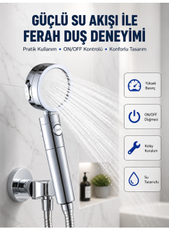 Şelale Sisi Ve Masaj Özellikli Banyo Duş Başlığı