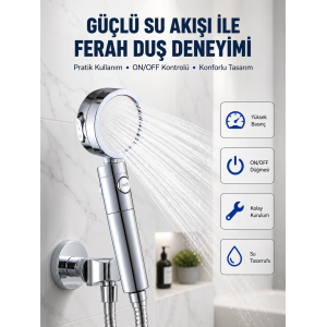 Şelale Sisi Ve Masaj Özellikli Banyo Duş Başlığı