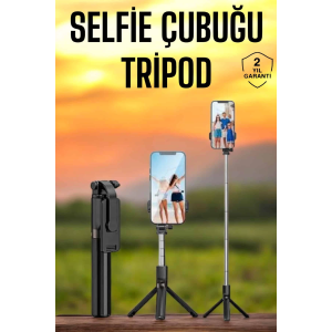 Selfie Çubuğu Tripod Kumandalı Telefon Tutucu Siyah