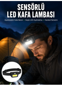 Sensörlü Kamp Lambası Ayarlanabilir Kafa Lambası Kafa Bantlı Yeni Nesil