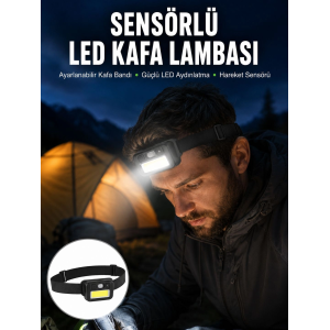 Sensörlü Kamp Lambası Ayarlanabilir Kafa Lambası Kafa Bantlı Yeni Nesil