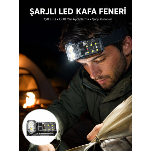 Sensörlü Led Kafa Feneri Şarj Edilebilir Manyetik Eller Serbest Yeni Nesil