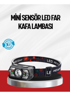 Sensörlü Led Kafa Lambası Kırmızı Beyaz Işık Ayarlanabilir