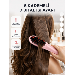 Seramik Plakalı Elektrikli Saç Düzleştirici – Hızlı Isınma, Uzun Kablo, 25w–39w Güç