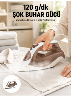 Seramik Tabanlı Buharlı Ütü 2200w Dikey Ütüleme 300ml Kahverengi