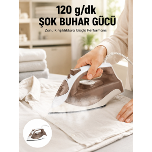 Seramik Tabanlı Buharlı Ütü 2200w Dikey Ütüleme 300ml Kahverengi