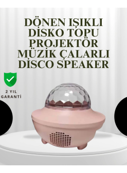 Sesle Etkileşimli Yıldız Projektörlü Gece Lambası – Bluetooth Hoparlörlü, Usb Girişli, Dönen Okyanus
