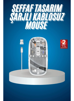 Sessiz Tıklama Çift Modlu Bluetooth Ve Alıcı Şeffaf Mouse Fare