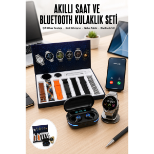 Seti Bluetooth Kulaklık Ucuz Kaliteli Yeni Nesil Akıllı Saat