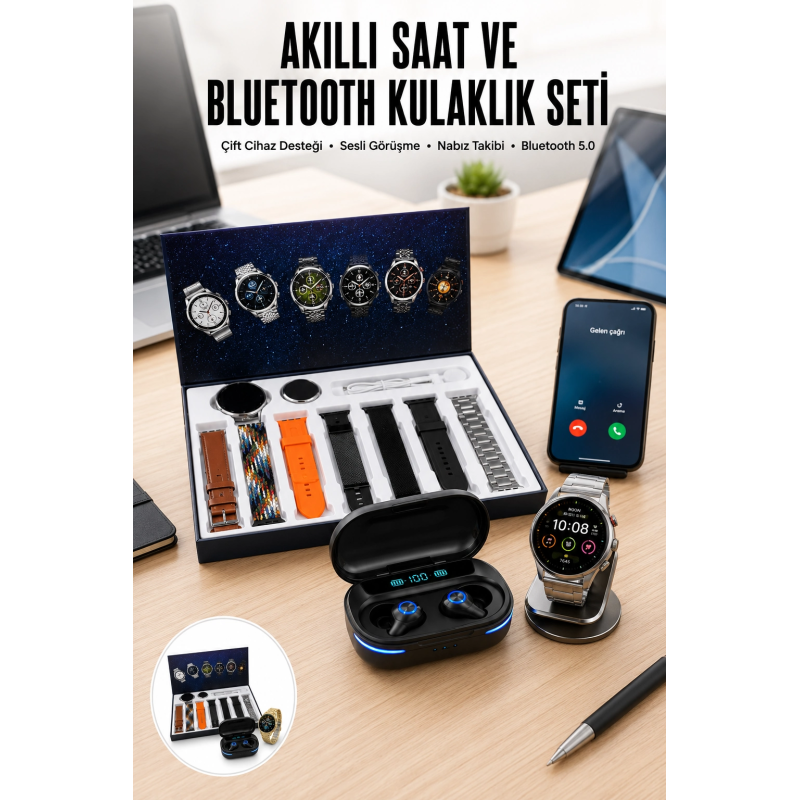 Seti Bluetooth Kulaklık Ucuz Kaliteli Yeni Nesil Akıllı Saat Seti Bluetooth Kulaklık Ucuz Kaliteli Yeni Nesil Akıllı Saat