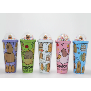 Sevimli Kapibara Pipetli Boncuklu Termos & Suluk Alk4709