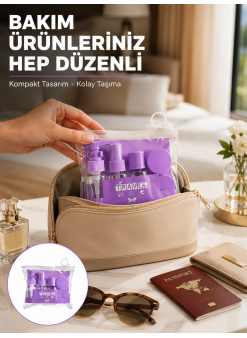 Seyahat Bakım Seti 5 Parça Sızdırmaz Şeffaf Kapaklı 30ml Yeni Nesil