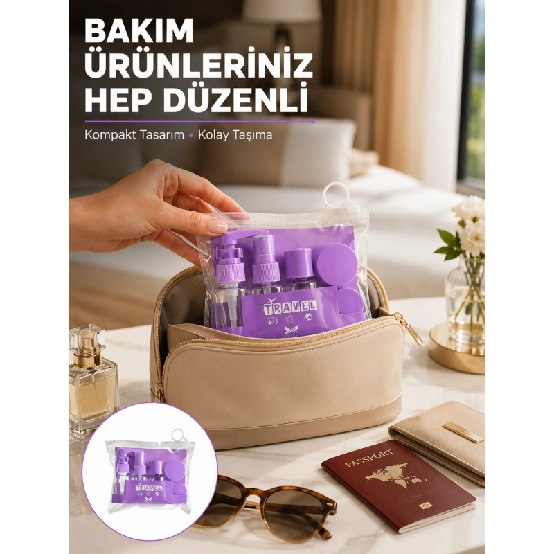 Seyahat Bakım Seti 5 Parça Sızdırmaz Şeffaf Kapaklı 30ml Yeni Nesil Seyahat Bakım Seti 5 Parça Sızdırmaz Şeffaf Kapaklı 30ml Yeni Nesil
