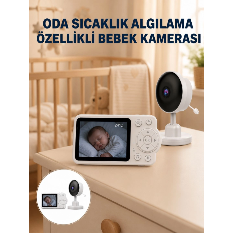 Sıcaklık Sensörlü Güvenli Bebek Kamerası İki Yönlü Ses Yeni Nesil Sıcaklık Sensörlü Güvenli Bebek Kamerası İki Yönlü Ses Yeni Nesil