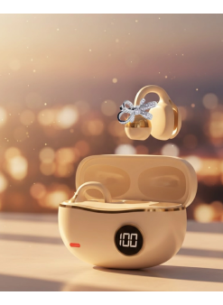Şık Ve Taşınabilir Bluetooth Kulaklık Gün Boyu Kullanım 2 Kurdele Küpe Hediyeli