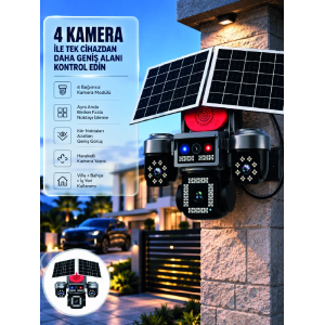 Sım Kart Destekli 4 Kameralı Akıllı Dış Mekan Güvenlik Kamerası