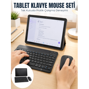 Sım Kartlı Android Tablet Bluetooth Klavye Kablosuz Mouse Geniş Ekran Ve Taşınabilir Kullanım Seti