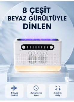 Simüle Alev Efektli Kablosuz Hoparlör Zamanlayıcılı Gece Lambası