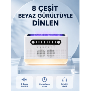 Simüle Alev Efektli Kablosuz Hoparlör Zamanlayıcılı Gece Lambası