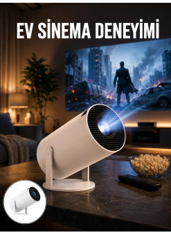 Sinema Projektörü Android Hdmı Usb Wifi Ses Çıkışlı Ayaklı Projeksiyon Taşınabilir Yeni Nesil