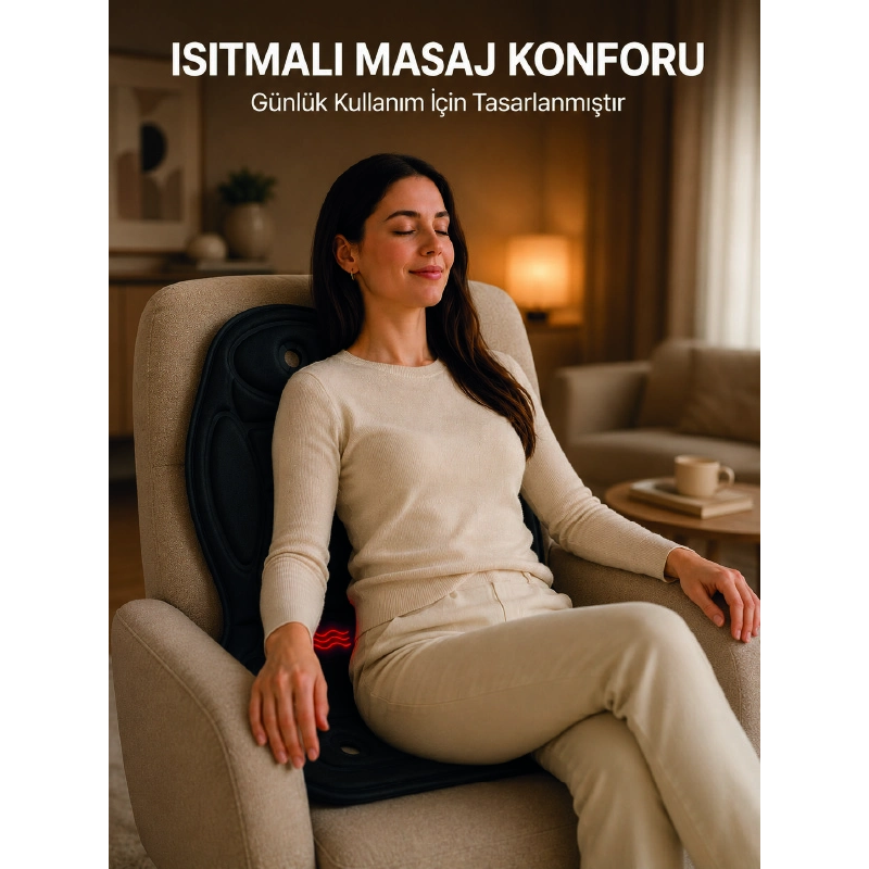 Sırt Bel Boyun Ve Kalça Destekli Isıtmalı Masaj Koltuğu Minderi Sırt Bel Boyun Ve Kalça Destekli Isıtmalı Masaj Koltuğu Minderi