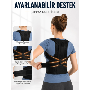 Sırt Ve Bel Destekli Dik Duruş Korsesi Ayarlanabilir Çapraz Bantlı Fileli Tasarım