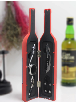 Şişe Tirbuşon Seti Büyük Kırmızı Alk2623