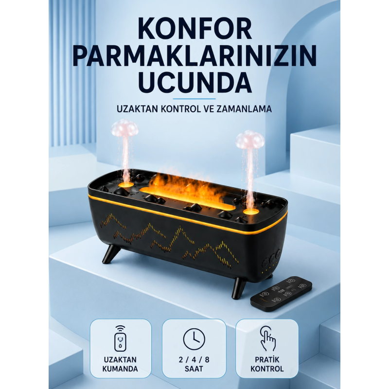 Siyah Aroma Difüzörü Jöle Damla Efektli Hava Nemlendirici Uzaktan Kumandalı Led Işıklı Siyah Aroma Difüzörü Jöle Damla Efektli Hava Nemlendirici Uzaktan Kumandalı Led Işıklı