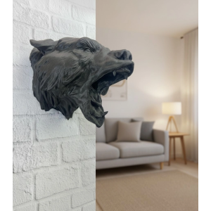 Siyah Ayı Figürü Duvar Dekoru Asılabilir Hediyelik Heykel 25x19 Cm