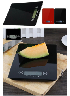 Dijital Mutfak Tartısı - 5 Kg Kapasite, 1 Gram Hassasiyet, Şık Siyah Cam Tasarım