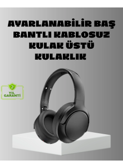 Siyah Kablosuz Bluetooth Kulaklık 300 Mah Hızlı Şarj Katlanabilir Pedli